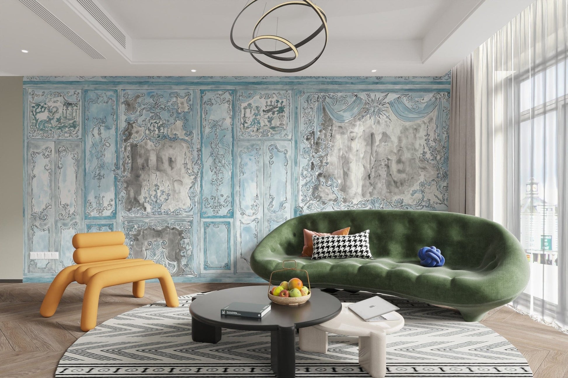 Jungle-themed botanical wallpaper print
