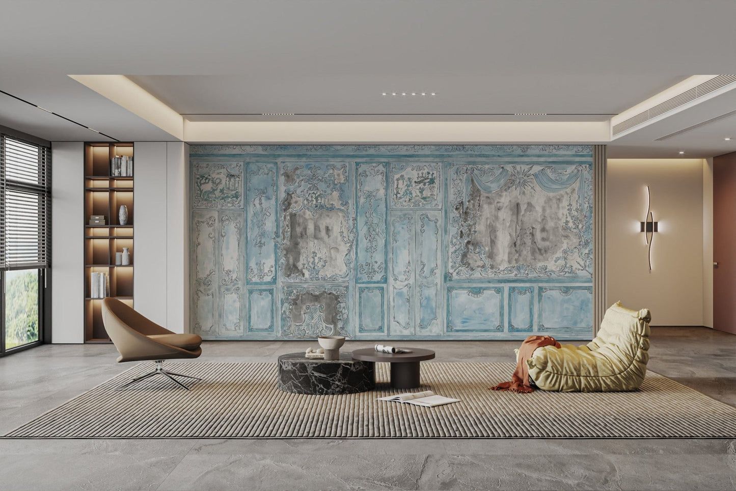 Artistic flower wallpaper for interiors
