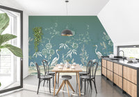 Vintage Garden Crane Birds Wallpaper Mural - Giffywalls