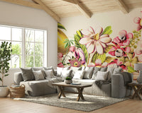 Floral vintage garden mural design for living room