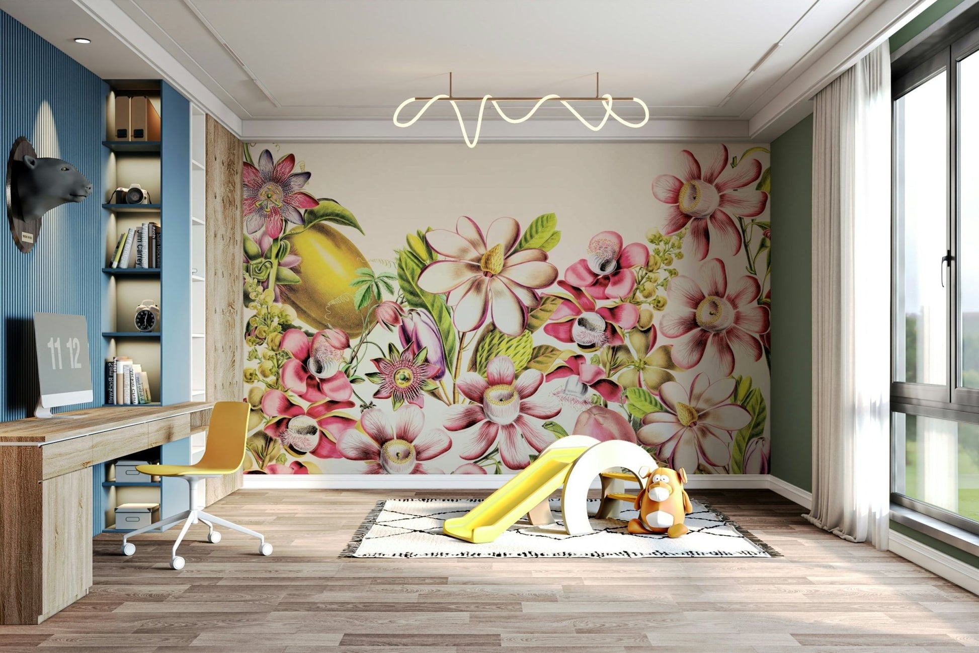 Botanical vintage garden mural for serene spaces