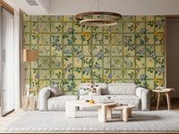 Cozy living room styled with Vintage Garden English Roses Wall Mural