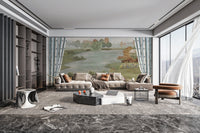 Tranquil garden lake wallpaper for decor B680
