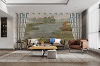 Serene garden wallpaper with lake view B680
