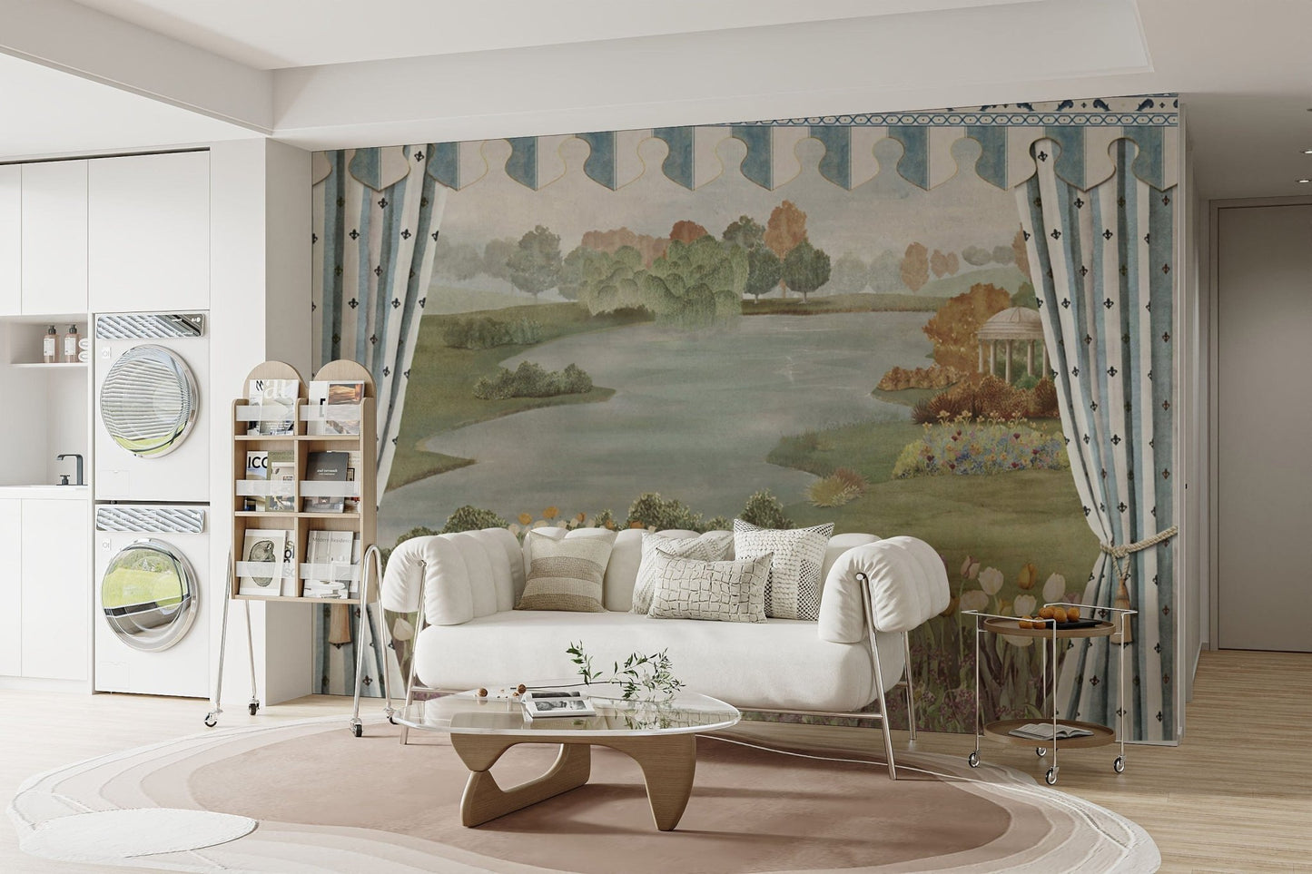 Classic countryside lake view wall mural B680
