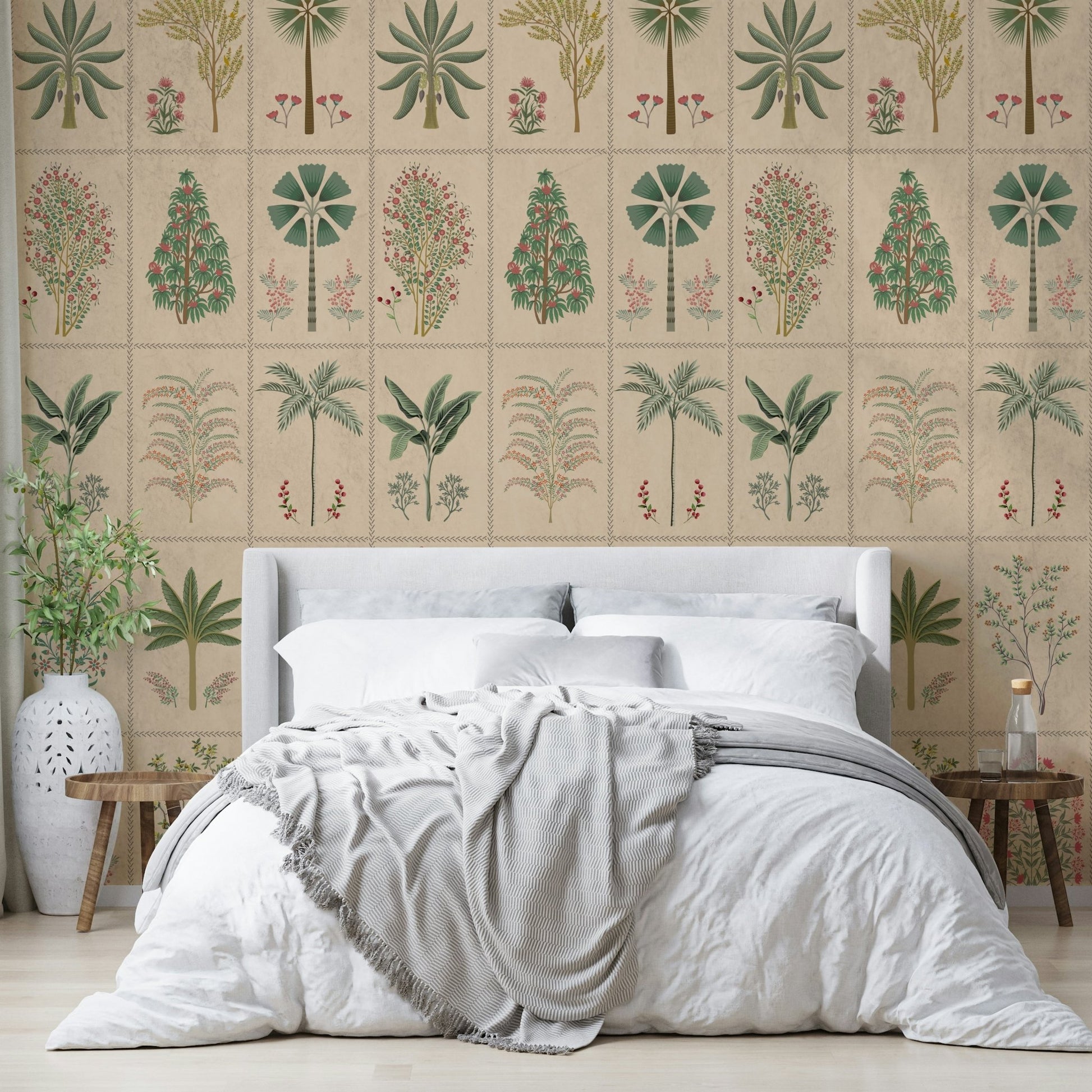 The mural is created for an entire wall, providing a unique backdrop.
