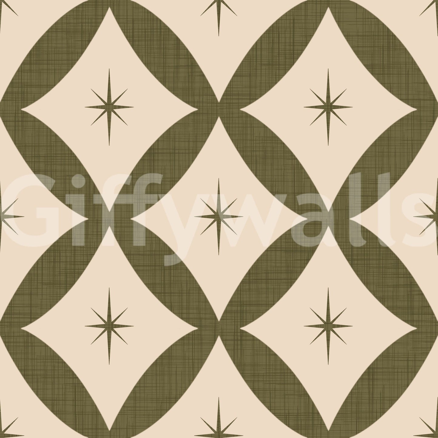 Gobbledygook texture on Vintage Geometric Stars Wallpaper, trenchant look.