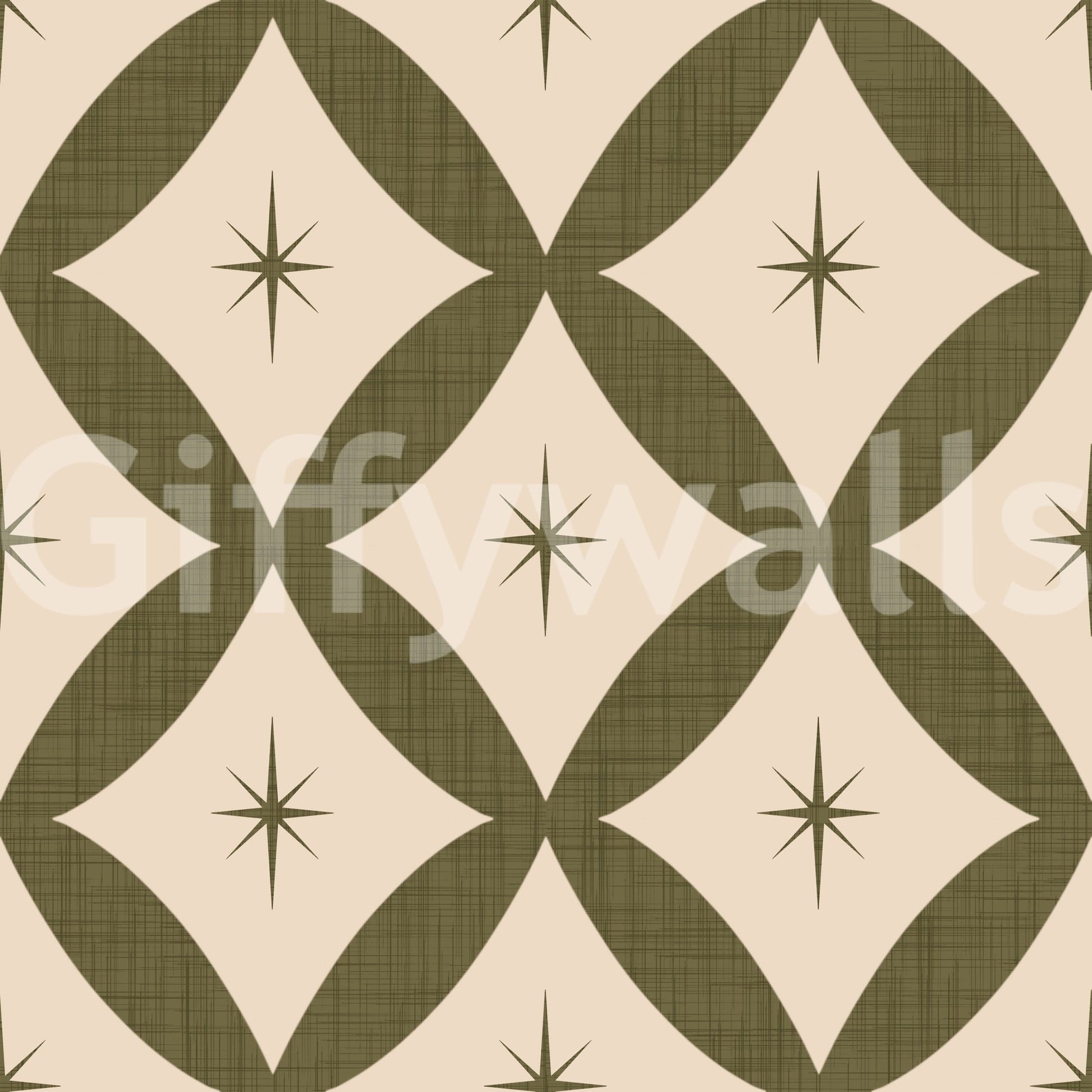 Gobbledygook texture on Vintage Geometric Stars Wallpaper, trenchant look.