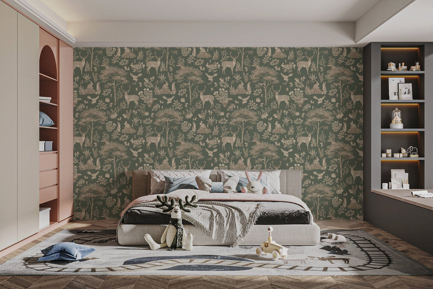 Nature-inspired wallpaper with deer

