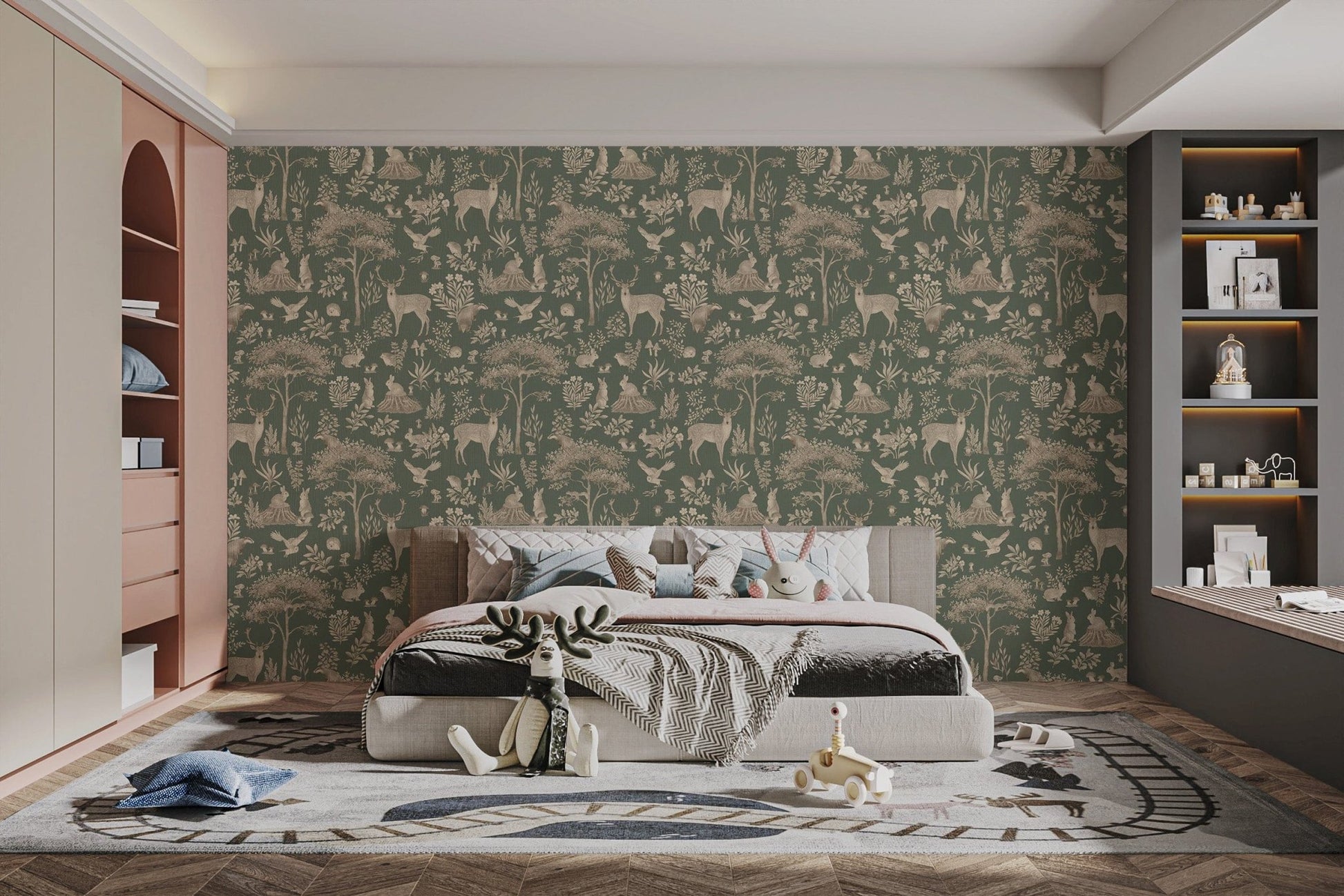 Nature-inspired wallpaper with deer
