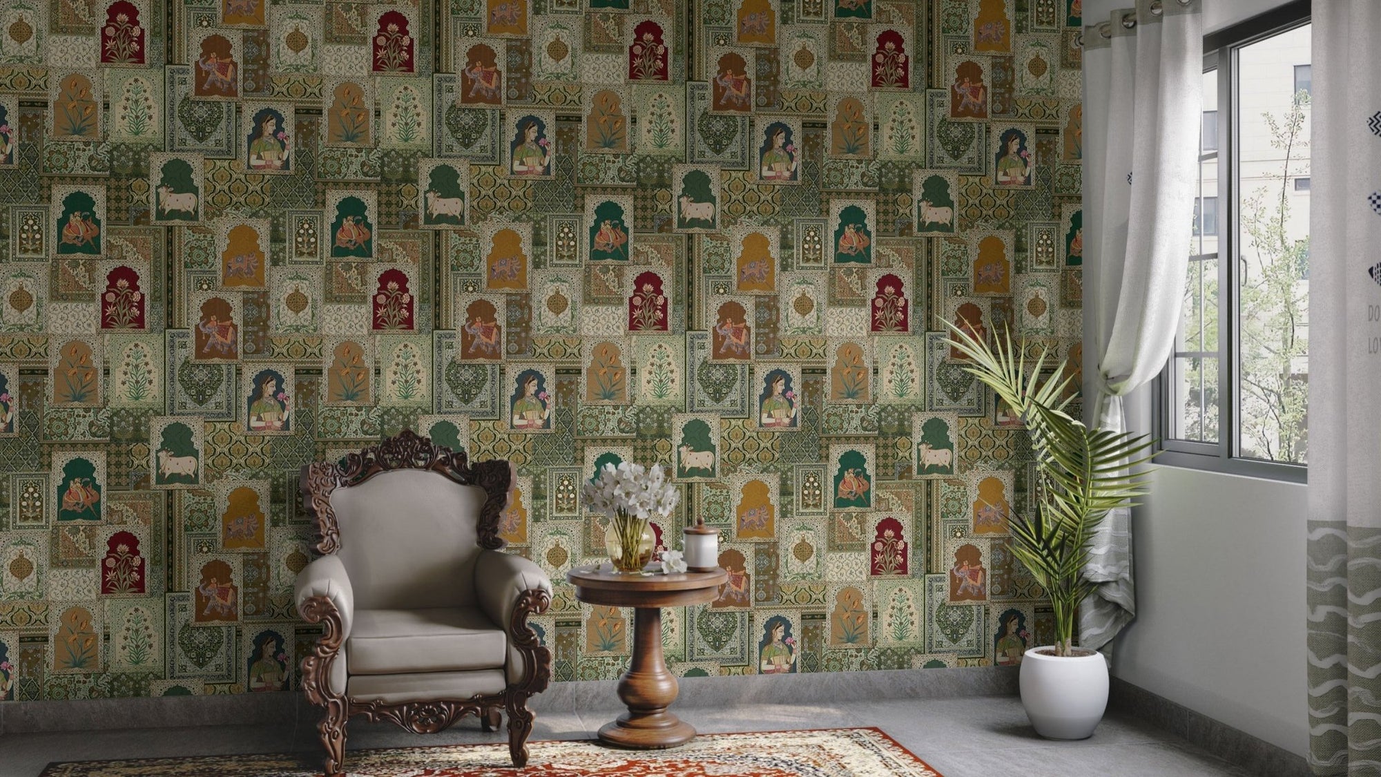 Vintage Indian maharani wall mural D315

