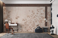 Floral wallpaper featuring hummingbirds
