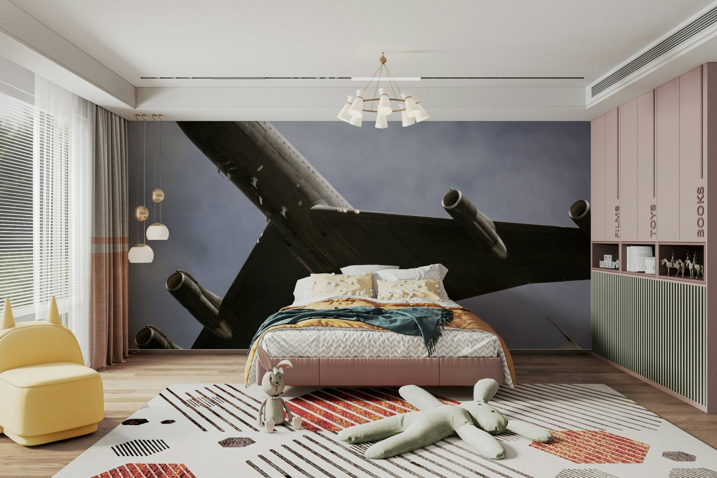 A classic aviation theme wallpaper for walls.

