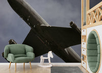 A beautiful retro aircraft wall mural for a living room.

