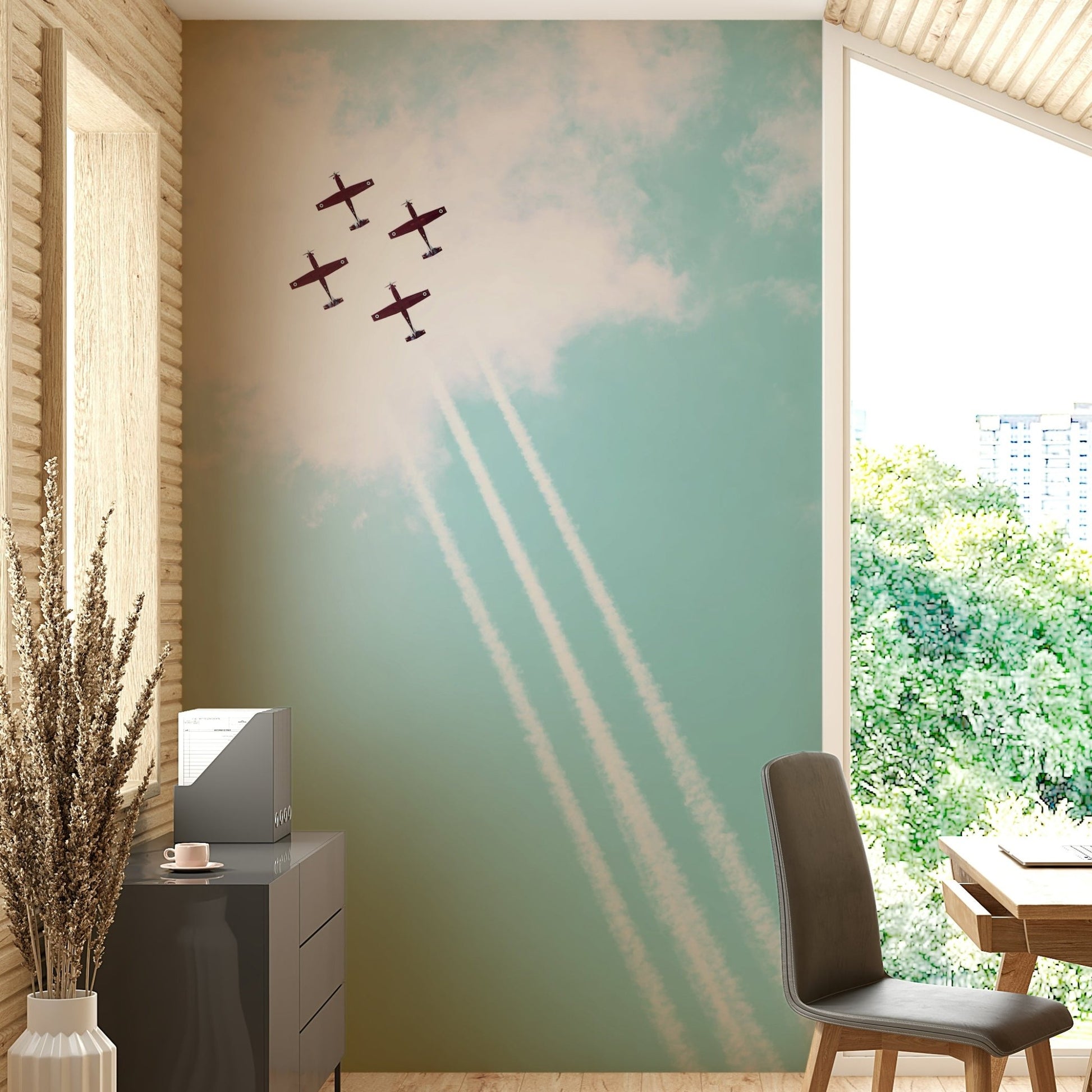 A serene historic aviation wall mural for your decor.

