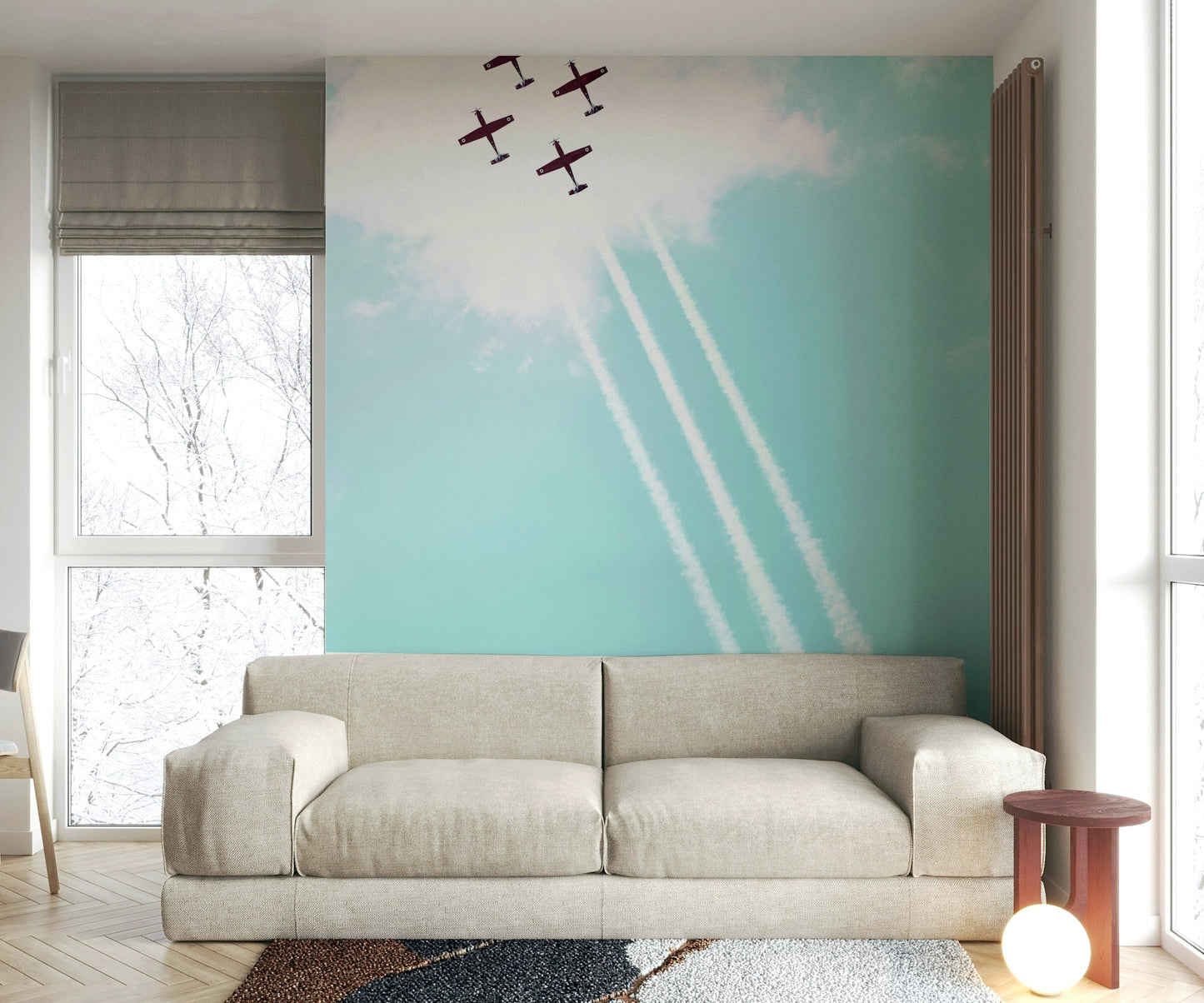 A classic aviation theme wallpaper for walls.

