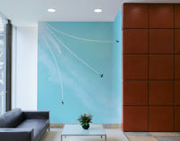 A graceful classic plane wall mural in cool, natural tones.

