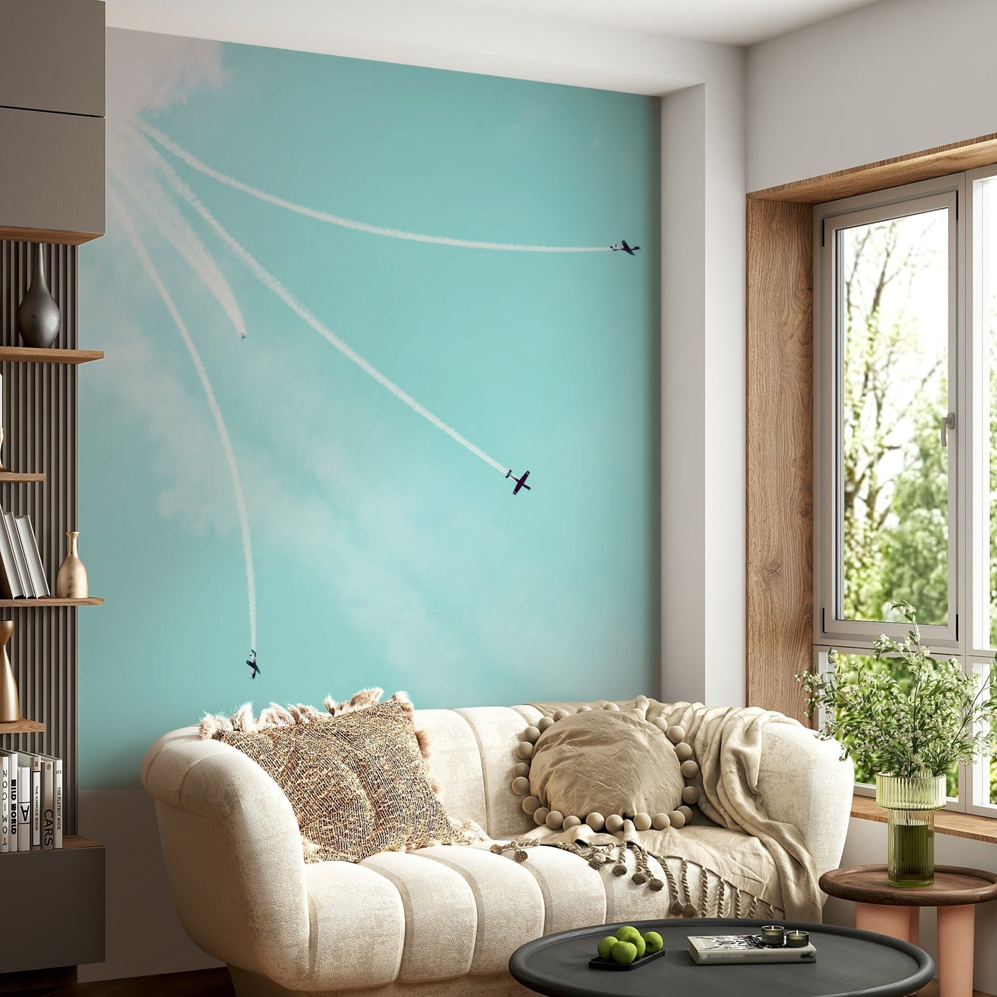 A beautiful vintage aircraft wallpaper mural for a study.

