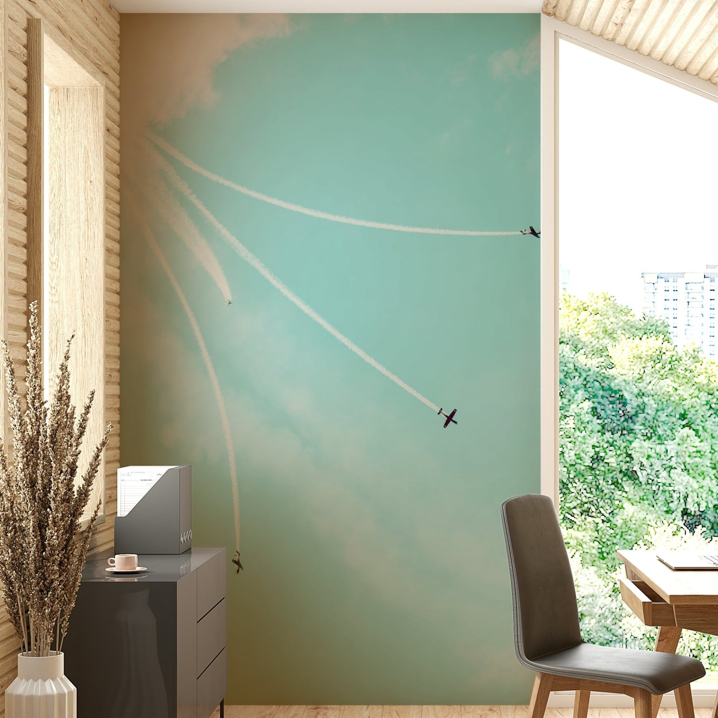 An artistic IAF symbol mural for home decor.

