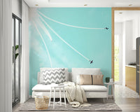 A serene historic aviation wall mural for your decor.

