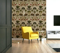 Detailed vintage jungle wallpaper bringing nature into your space.

