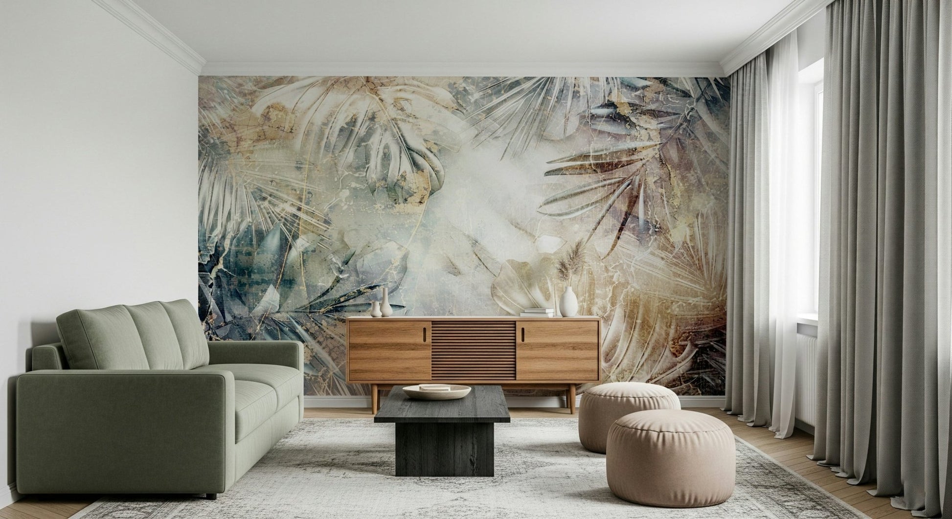 An artistic nature inspired mural for home decor.