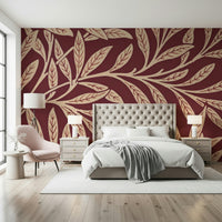 A beautiful vintage leaf wallpaper mural for a modern home., GD5291