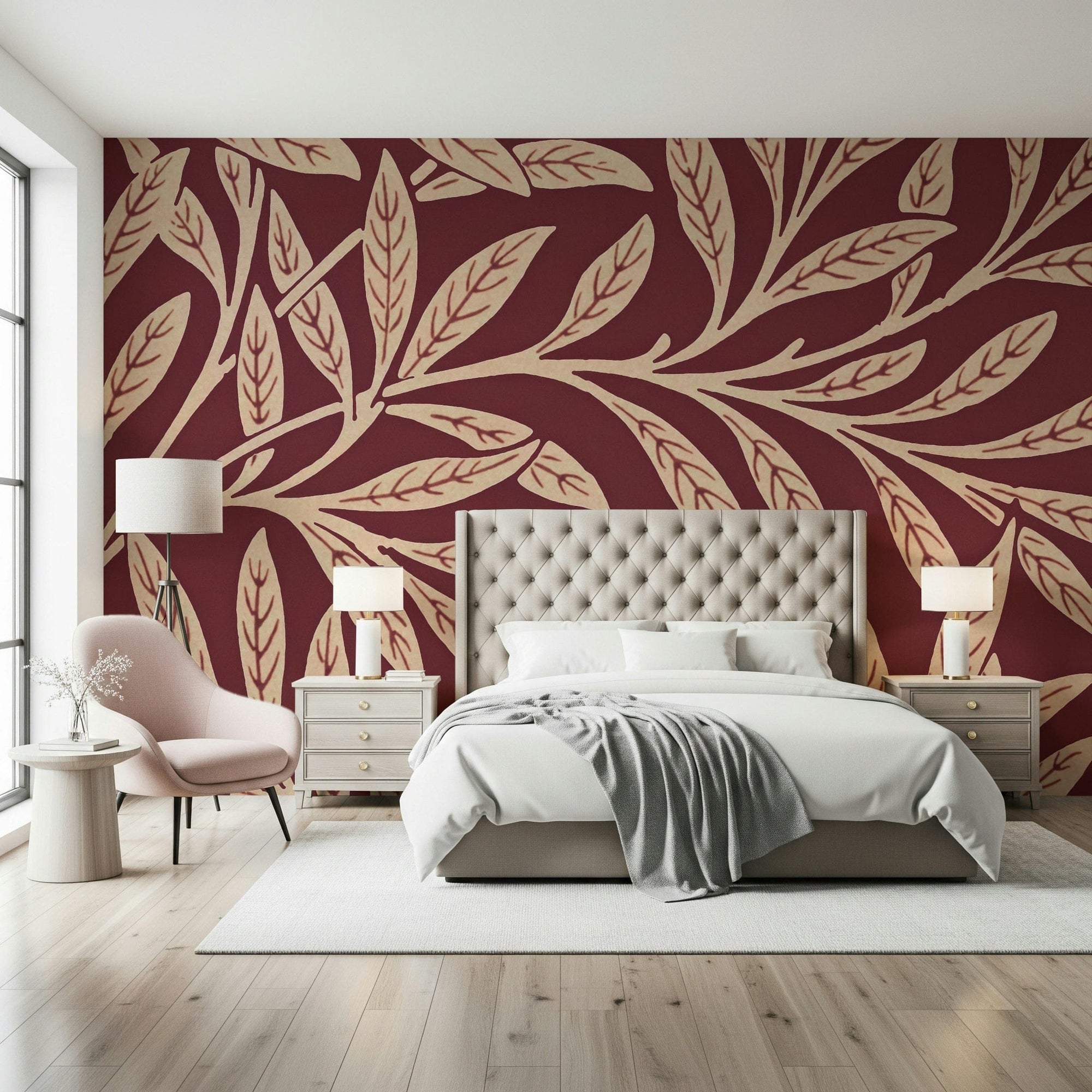 A beautiful vintage leaf wallpaper mural for a modern home., GD5291