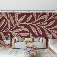 A serene subtle foliage wall mural with a classic feel., GD5291