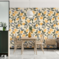 Kitchen wall mural with vintage lemons


