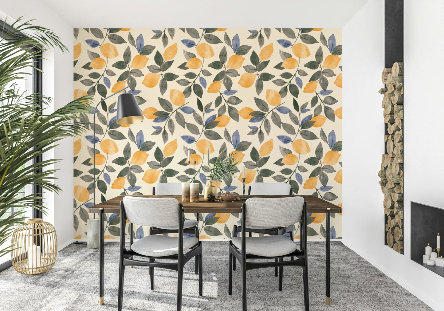 Soft fruit mural wallpaper design


