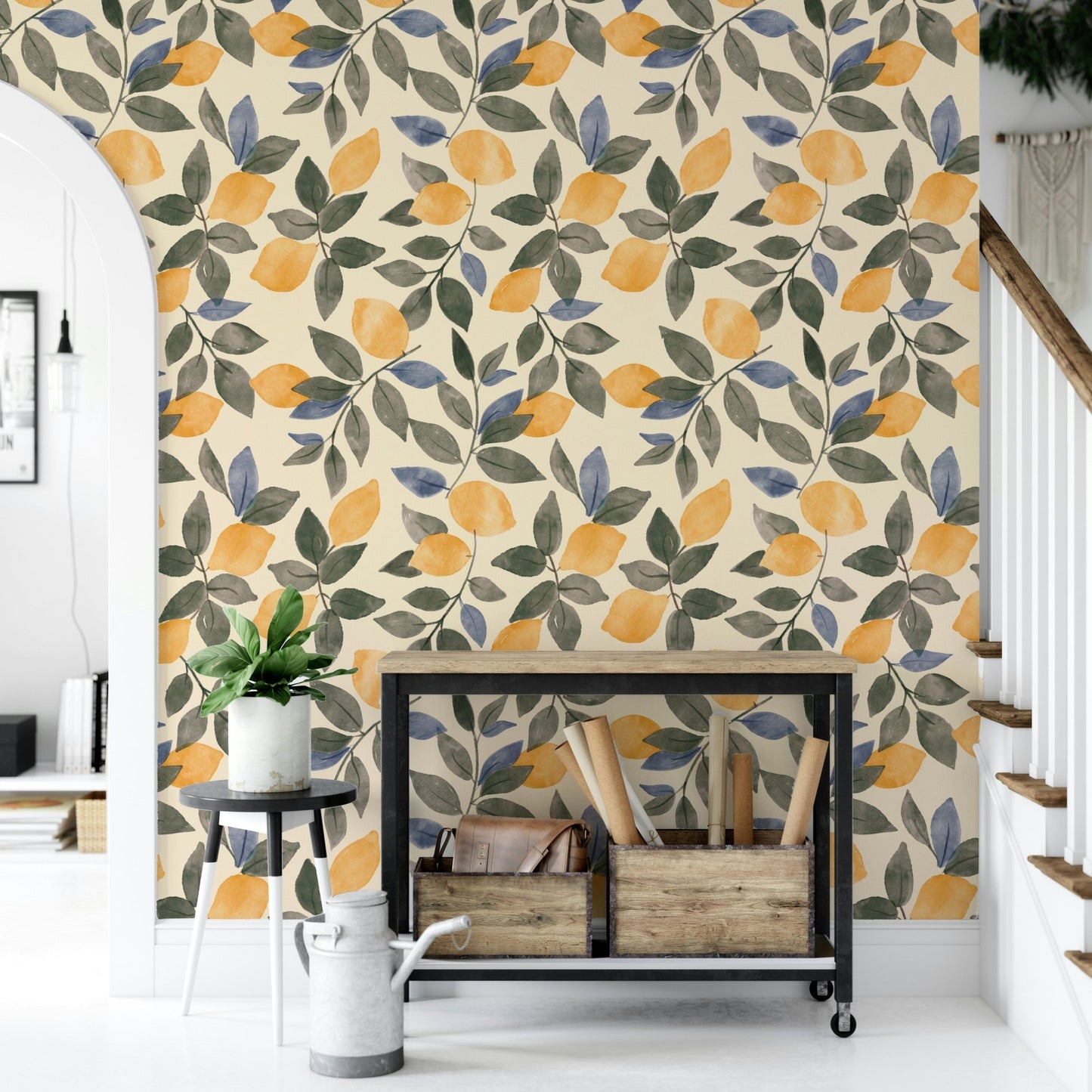 Vintage lemon pattern wall mural


