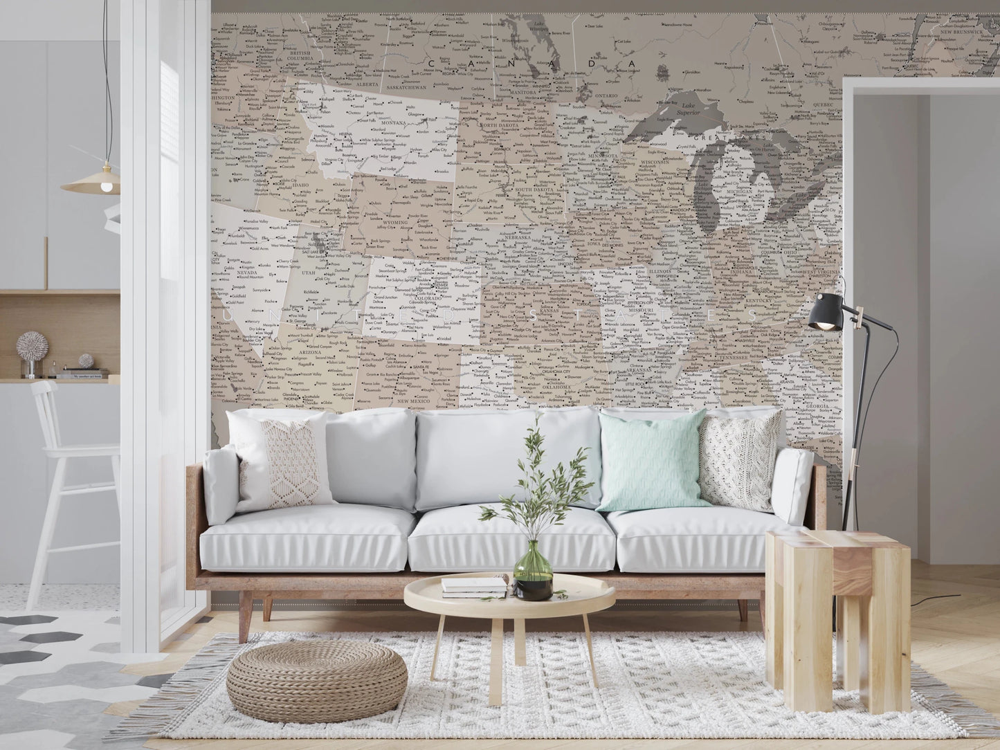 Vintage-looking detailed USA Map, Davey Wall Mural