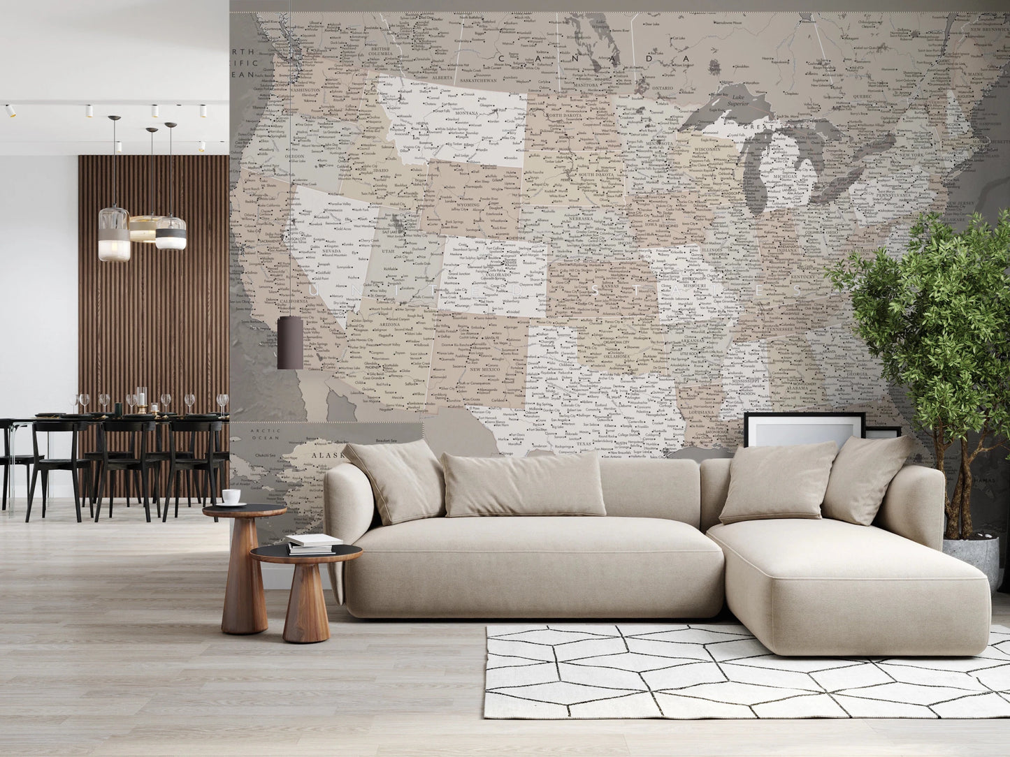 Vintage-looking detailed USA Map, Davey Wall Mural