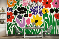Children’s playroom with whimsical Matisse flower mural

