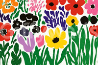 Gallery wall featuring joyful paper-cut floral scene

