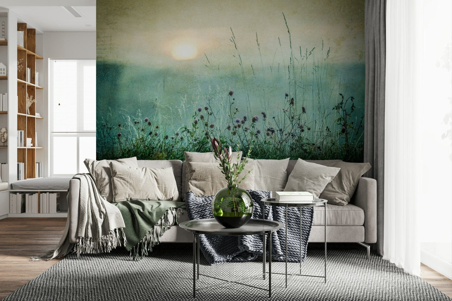 An artistic nature inspired mural for home decor.