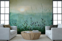 A calming serene view wallpaper mural that defines a space.