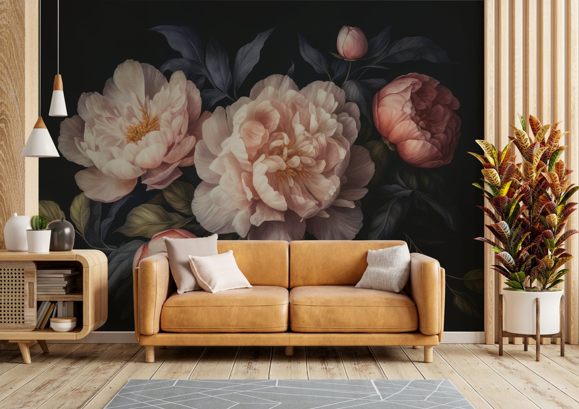 Easy-install vintage floral wall mural

