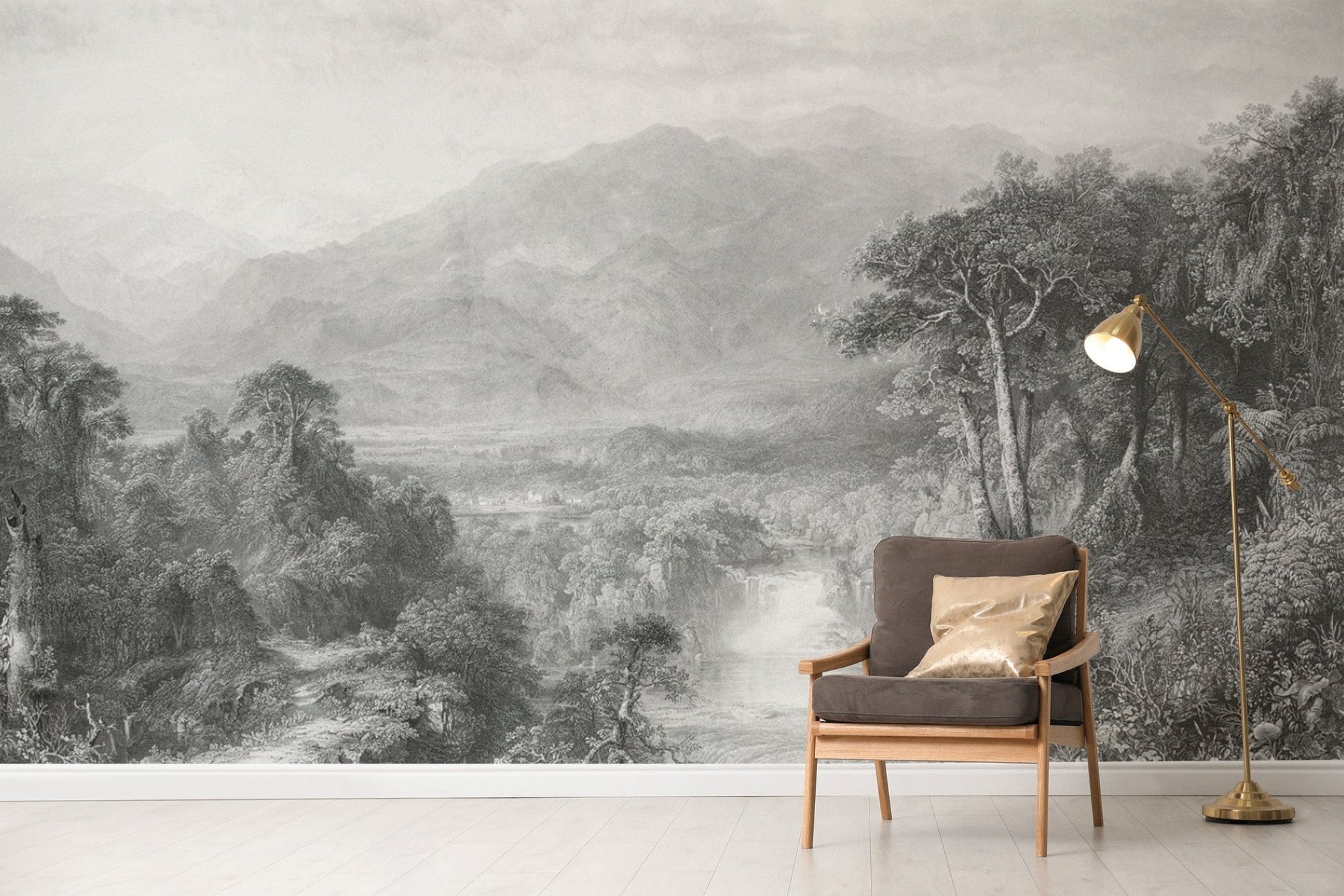 Vintage mountain landscape wallpaper B690
