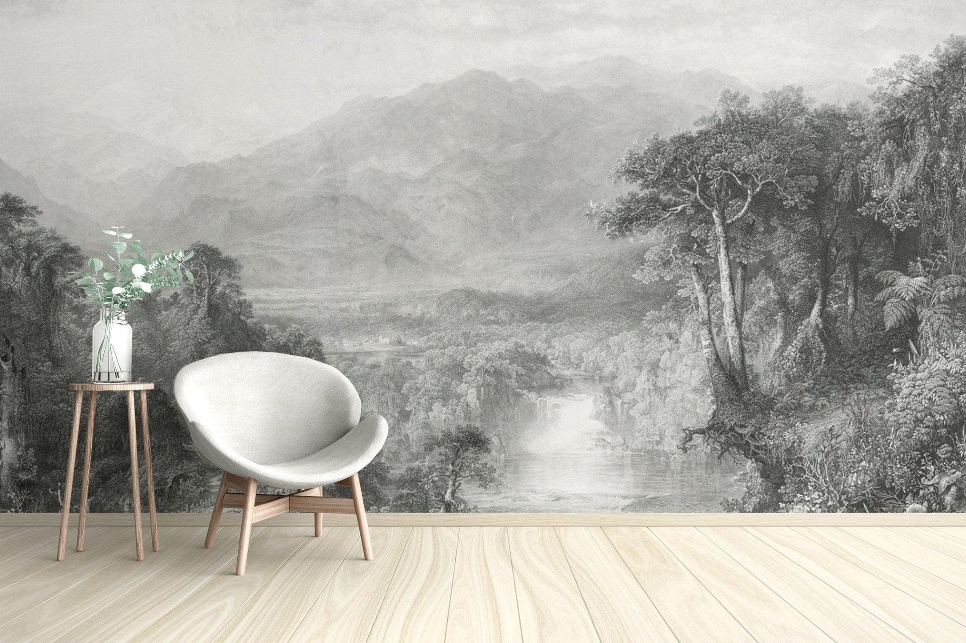 Scenic mountain engraving wall decor
