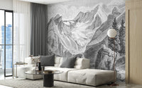 Vintage Mountain wallpaper mural - Giffywalls