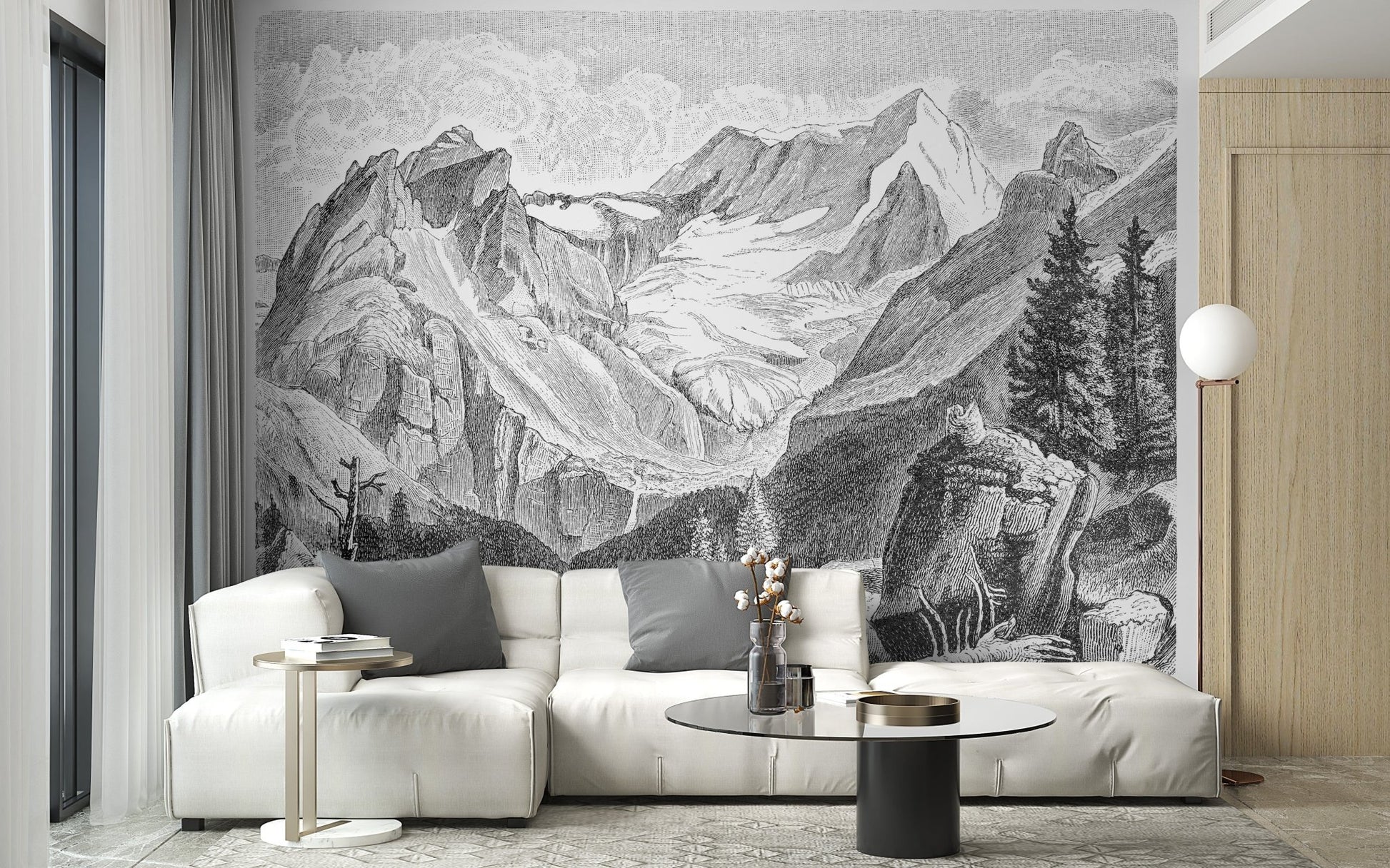 vintage mountain wallpaper design
