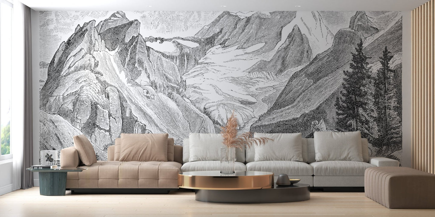 Vintage Mountain wallpaper mural - Giffywalls
