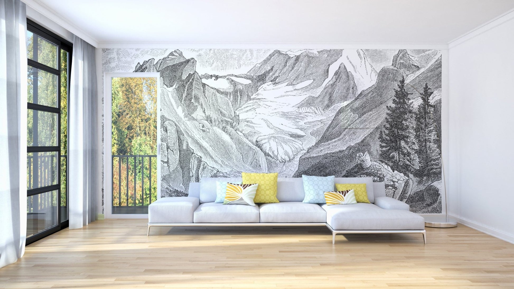 Vintage Mountain wallpaper mural - Giffywalls