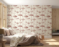 Sepia Mushroom wallpaper with Vintage Grove botanical pattern