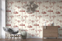 Hallway wall using Mushroom Grove wallpaper with cream sepia detail