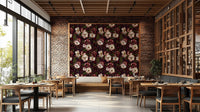 Mystic Night roses wallpaper adding vintage flair to walls.

