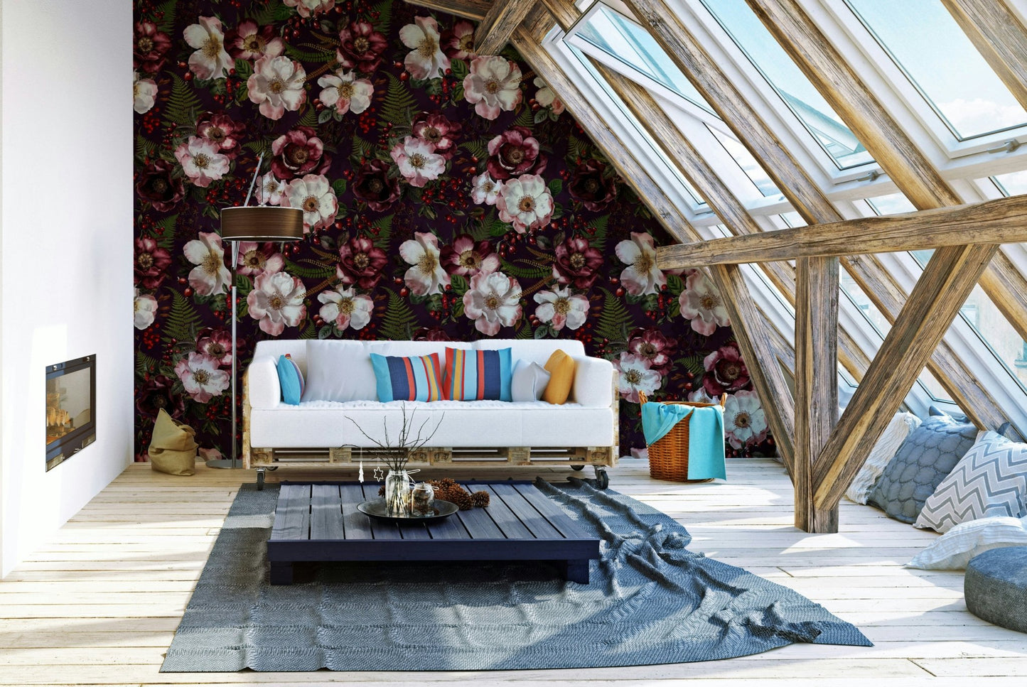 Timeless Mystic Night roses wallpaper in rich hues.

