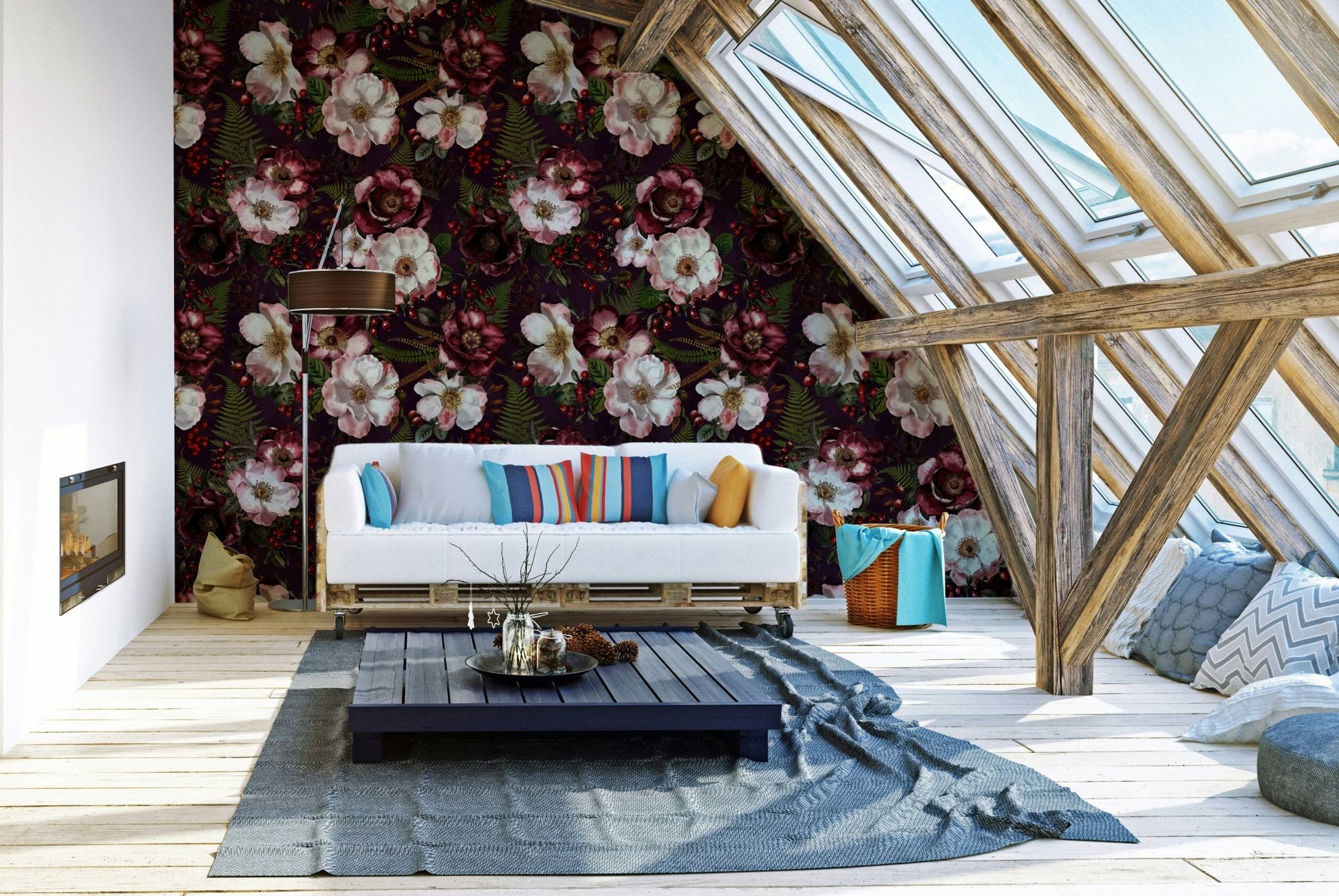 Timeless Mystic Night roses wallpaper in rich hues.

